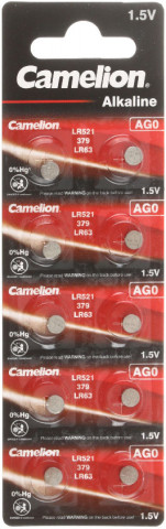 Батарейка щелочная дисковая Camelion Alkaline AG0, LR521, 1.5V, 10 шт.