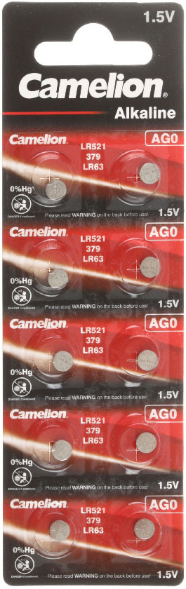 Батарейка щелочная дисковая Camelion Alkaline AG0, LR521, 1.5V, 10 шт. - фото 2 - id-p222583215