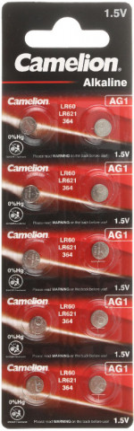 Батарейка щелочная дисковая Camelion Alkaline AG1, LR621, 1.5V, 10 шт.