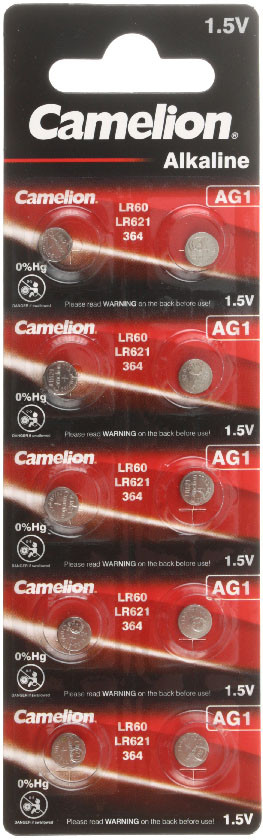 Батарейка щелочная дисковая Camelion Alkaline AG1, LR621, 1.5V, 10 шт. - фото 2 - id-p222583216