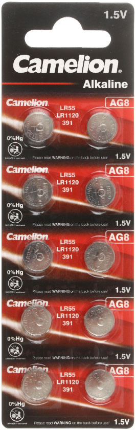 Батарейка щелочная дисковая Camelion Alkaline AG8, LR1120, 1.5V, 10 шт. - фото 2 - id-p222574212