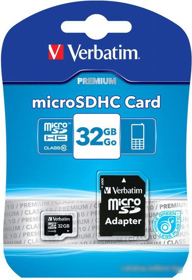 Карта памяти Verbatim microSDHC (Class 10) 32GB + адаптер (44083) - фото 2 - id-p222673319