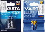 Батарейка щелочная Varta Longlife Power AAA, LR03, 1.5V, 2 шт., дизайн - ассорти