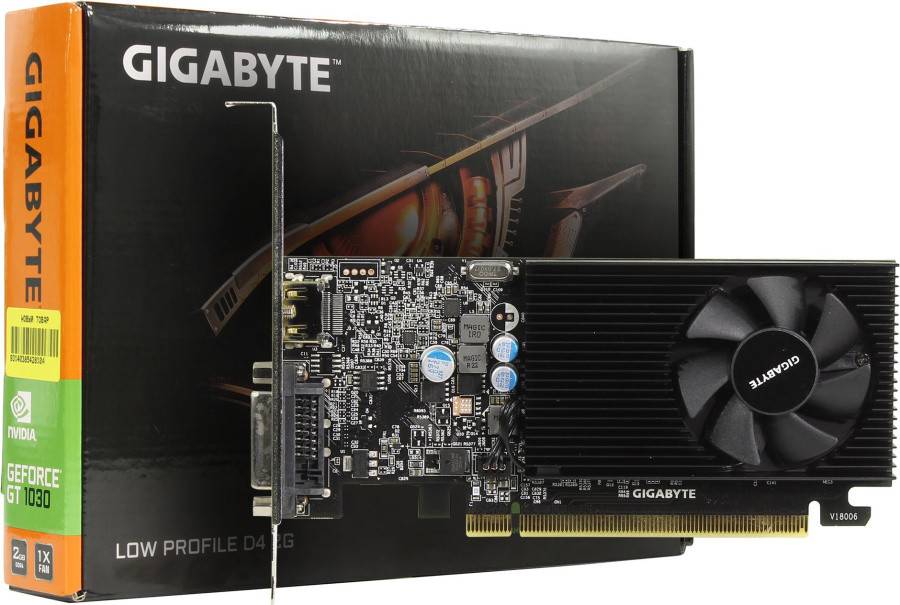 Видеокарта 2Gb PCI-E DDR4 GIGABYTE GV-N1030D4-2GL (RTL) DVI+HDMI GeForce GT1030 (303280)
