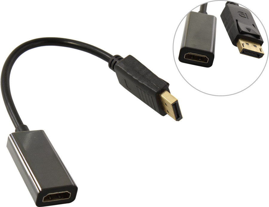 Кабель-переходник ExeGate EX-DPM-HDMIF-0.2 DisplayPort (M) - HDMI (F) 0.2м EX294707RUS - фото 1 - id-p218190181