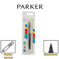 Ручка шариковая Parker Jotter Plastic K60, CT, M, 1.0 мм, корпус пластик/ нержавеющая сталь, чёрный, синие