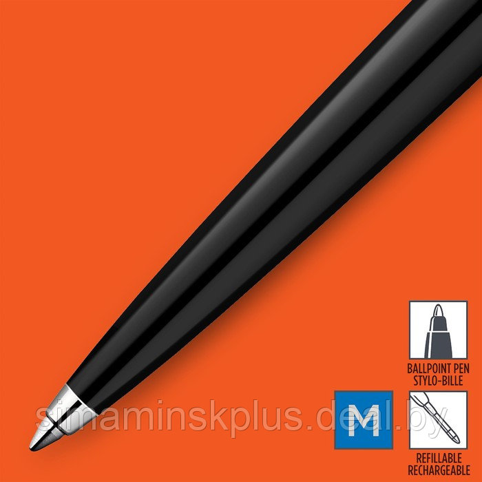 Ручка шариковая Parker Jotter Plastic K60, CT, M, 1.0 мм, корпус пластик/ нержавеющая сталь, чёрный, синие - фото 5 - id-p222687033