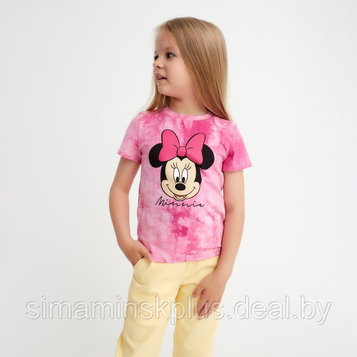 Футболка для девочки "Minnie", Минни Маус, «Тай-дай», рост 98-104 см, цвет розовый - фото 4 - id-p222687114