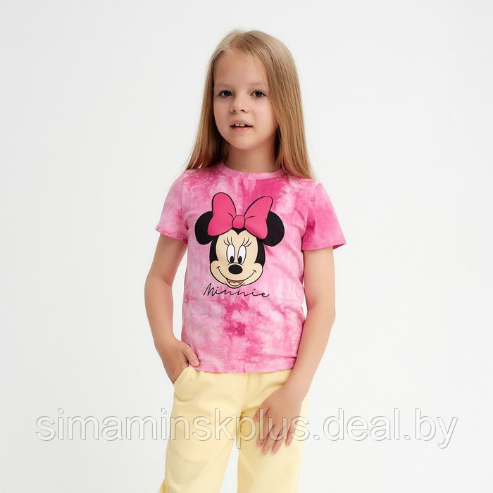 Футболка для девочки "Minnie", Минни Маус, «Тай-дай», рост 110-116 см, цвет розовый - фото 1 - id-p222687131