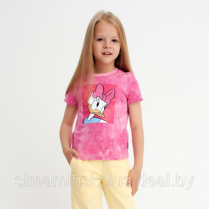 Футболка для девочки «Дейзи Дак», Disney, «Тай-дай», рост 86-92 см, цвет розовый - фото 1 - id-p222687136