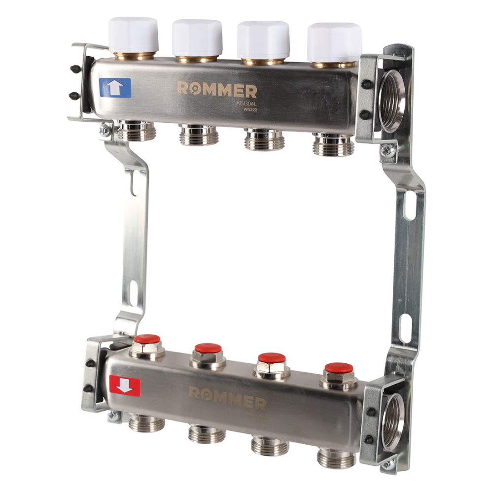Коллектор Rommer с запорными клапанами, 4 выхода - фото 3 - id-p222687489