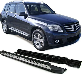 ПОРОГИ, ПОДНОЖКИ, СТУПЕНИ MERCEDES-BENZ GLK-CLASS 2008 - 2015 (КОПИЯ ОРИГИНАЛА - OEM STYLE)