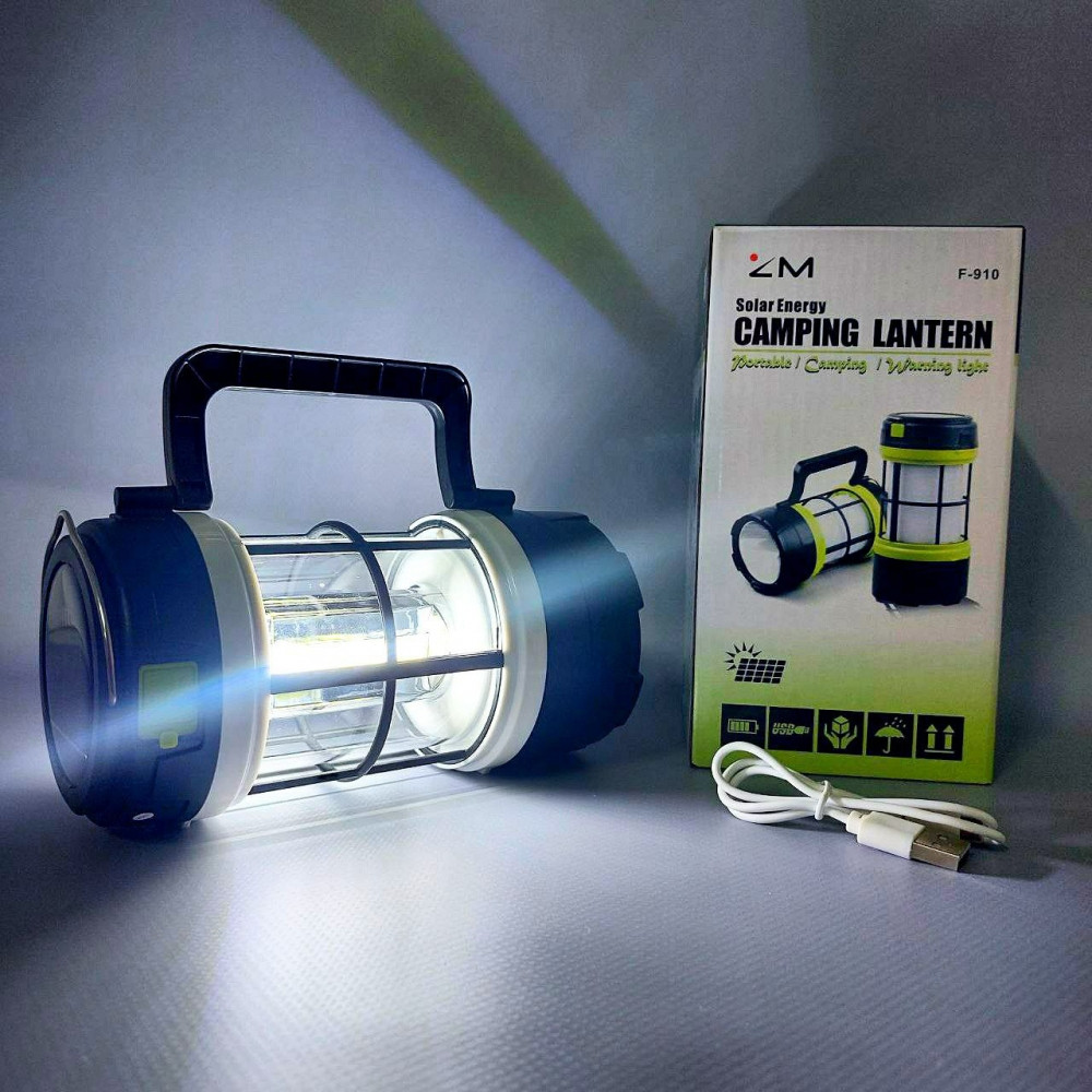 Кемпинговый фонарь-лампа Camping lantern F 910B (зарядка USB и солнечные батареи, 5 режимов работы, функция - фото 5 - id-p222687662