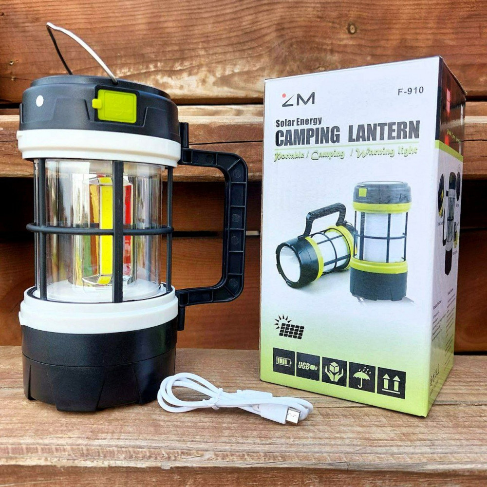 Кемпинговый фонарь-лампа Camping lantern F 910B (зарядка USB и солнечные батареи, 5 режимов работы, функция - фото 8 - id-p222687662