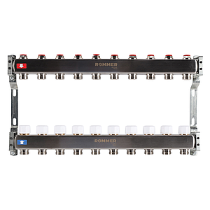 Коллектор Rommer с запорными клапанами, 10 выходов