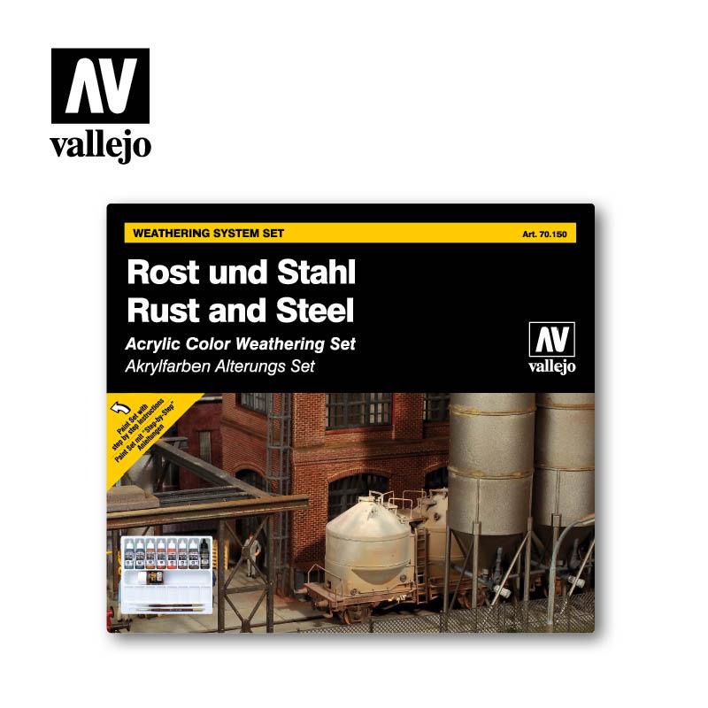 Набор для моделизма РЖАВЧИНА И СТАЛЬ / RUST & STEEL, 12 предметов, Vallejo