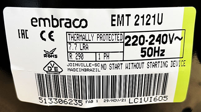 Компрессор Embraco Aspera EMT2121U / EMT 2121 U (R290), фото 2