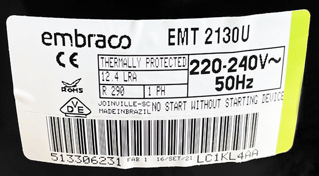 Компрессор Embraco Aspera EMT2130U / EMT 2130 U (R290), фото 2