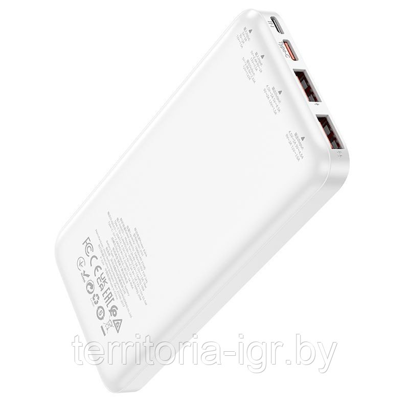 Внешний аккумулятор power bank J101 10000mAh 2.1A белый Hoco - фото 3 - id-p222697963