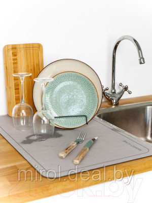 Коврик для сушки посуды Amaro Home С абсорбирующим эффектом / AH-KAFM-S/GR - фото 5 - id-p222698627