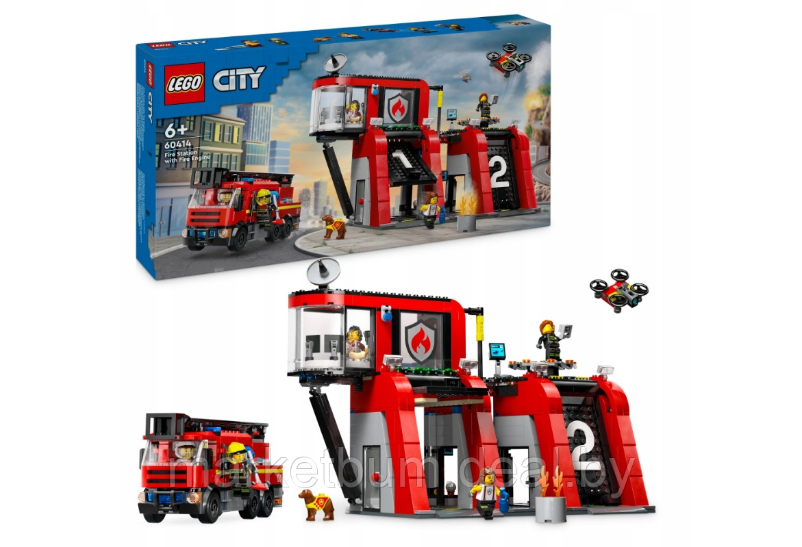 Конструктор LEGO City 60414, Пожарная станция с пожарной машиной - фото 1 - id-p222699672