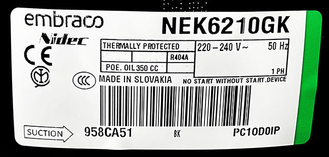 Компрессор Embraco Aspera NEK6210GK для льдогенераторов 40 - 90 кг, фото 2