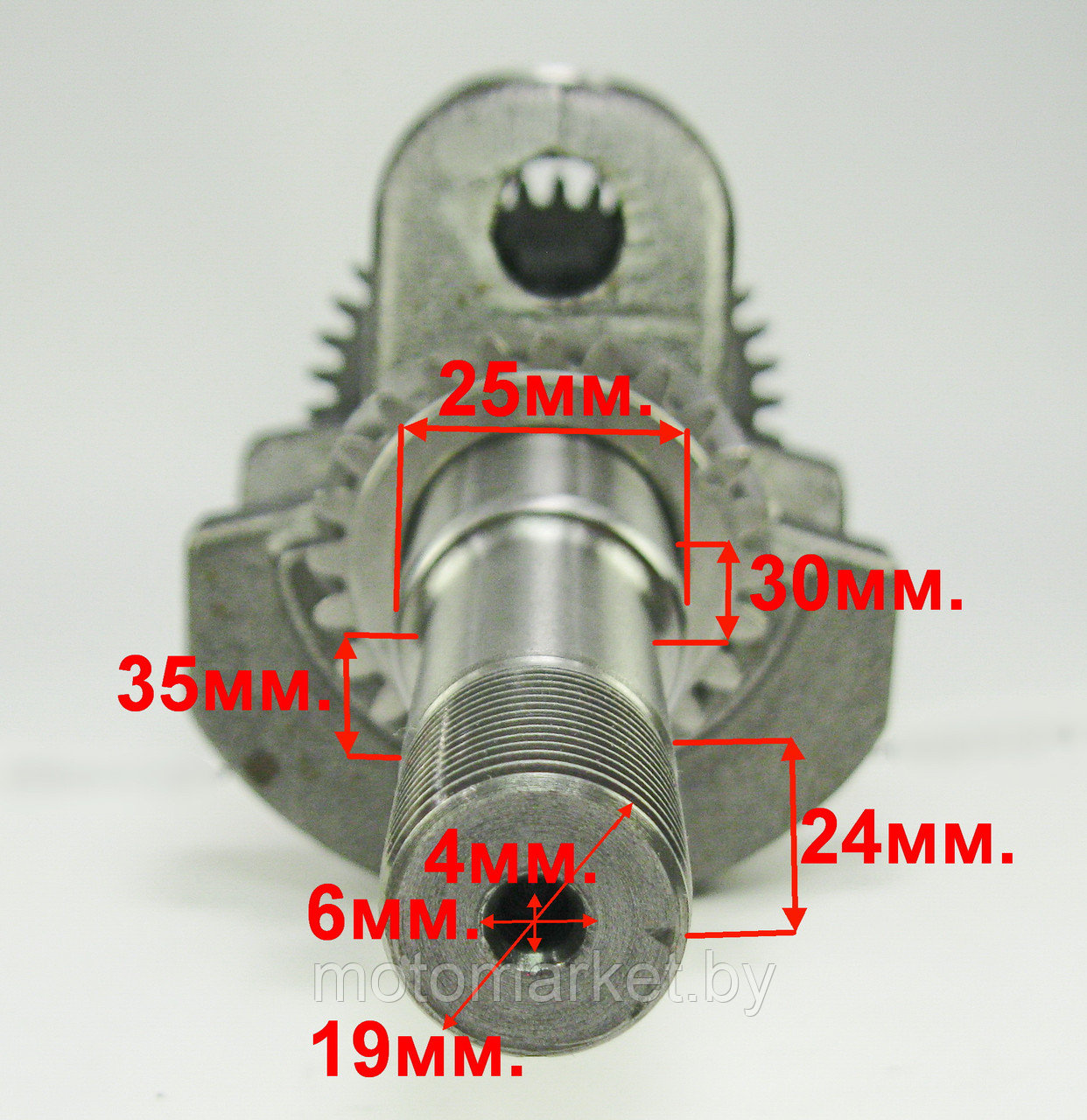 Коленвал мотопомпы 168F, 170F, GX200, GX210 (резьба 19 мм.) - фото 2 - id-p222700921