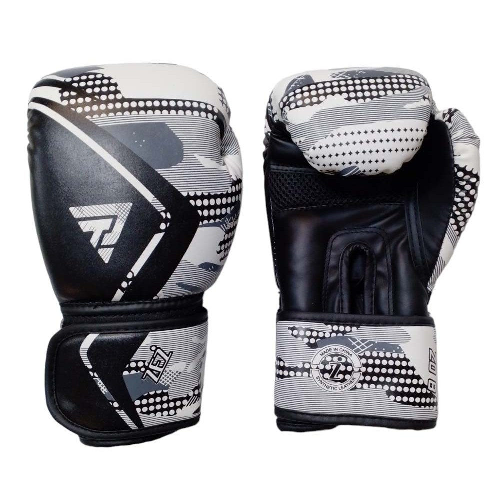 Перчатки боксёрские черно-белые ,6 унций ,  Z116H-МБ-6 10, Белый