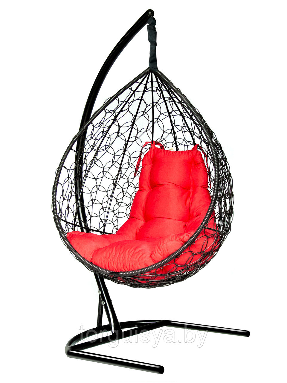 Подвесное кресло-кокон Liverpool черный кокон + красная подушка - фото 1 - id-p222701134