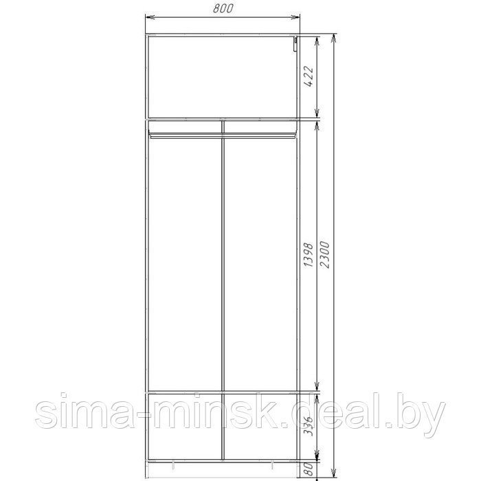 Шкаф 2-х дверный «Экон», 800×520×2300 мм, штанга, цвет ясень шимо светлый - фото 3 - id-p222704285
