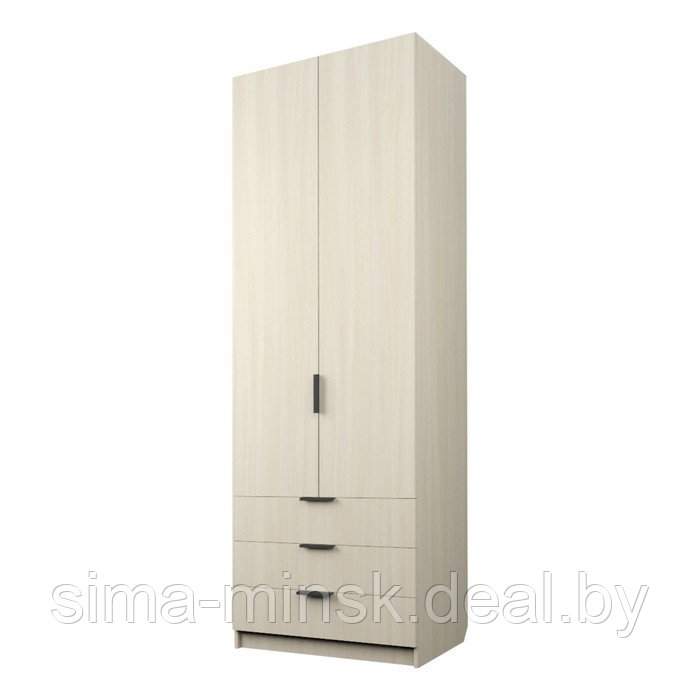 Шкаф 2-х дверный «Экон», 800×520×2300 мм, 3 ящика, штанга, цвет дуб молочный - фото 1 - id-p222704371