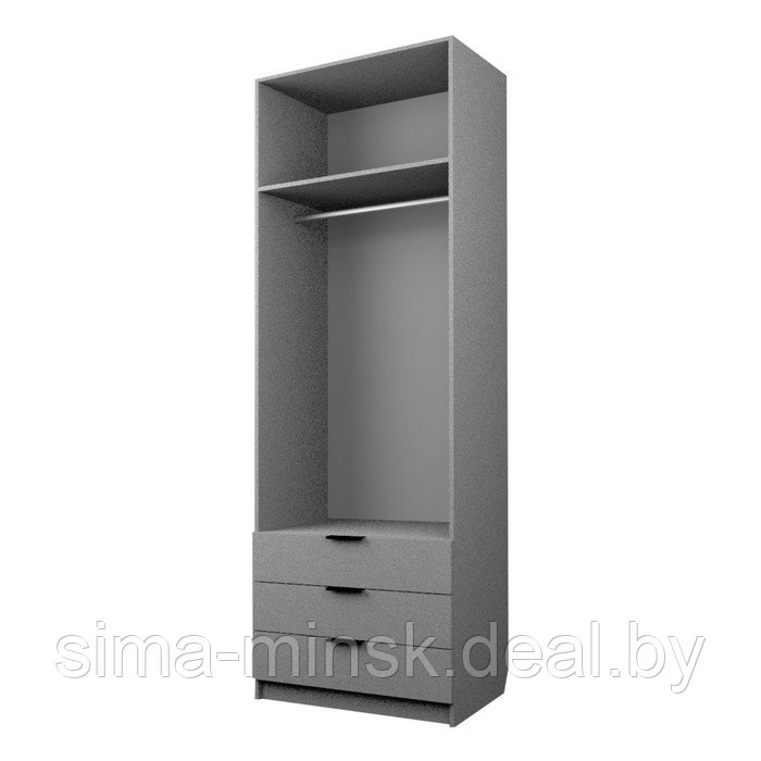 Шкаф 2-х дверный «Экон», 800×520×2300 мм, 3 ящика, штанга, цвет серый шагрень - фото 2 - id-p222704373