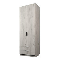 Шкаф 2-х дверный «Экон», 800×520×2300 мм, 2 ящика, полки, цвет дуб крафт белый