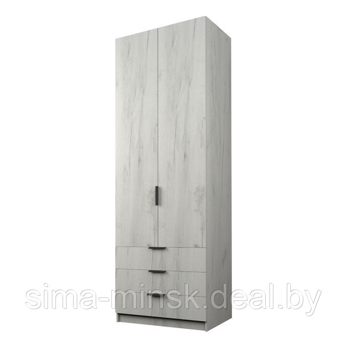 Шкаф 2-х дверный «Экон», 800×520×2300 мм, 3 ящика, штанга, цвет дуб крафт белый - фото 1 - id-p222704395