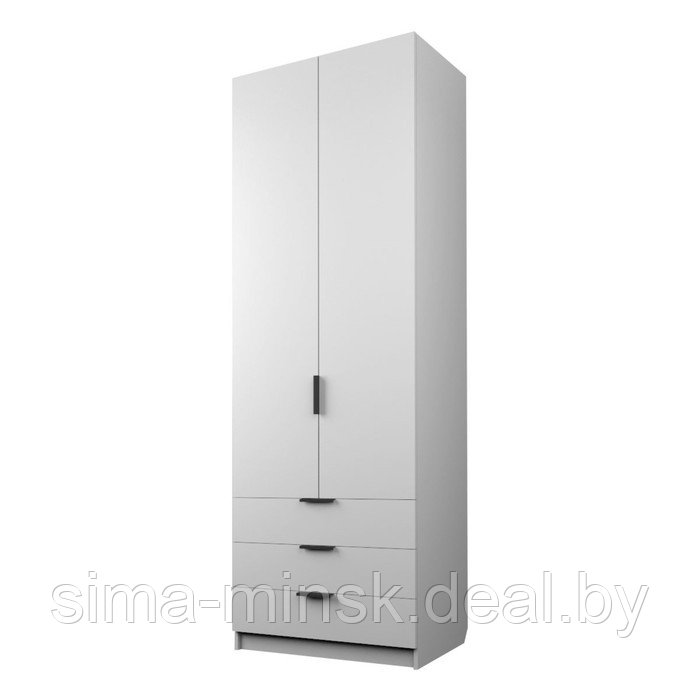 Шкаф 2-х дверный «Экон», 800×520×2300 мм, 3 ящика, штанга и полки, цвет белый - фото 1 - id-p222704427