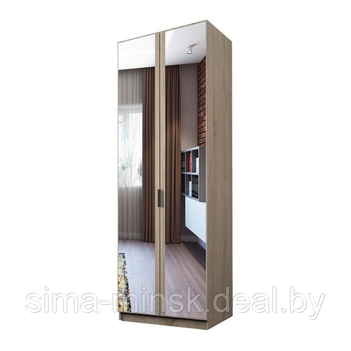 Шкаф 2-х дверный «Экон», 800×520×2300 мм, зеркало, полки, цвет дуб сонома - фото 1 - id-p222704447