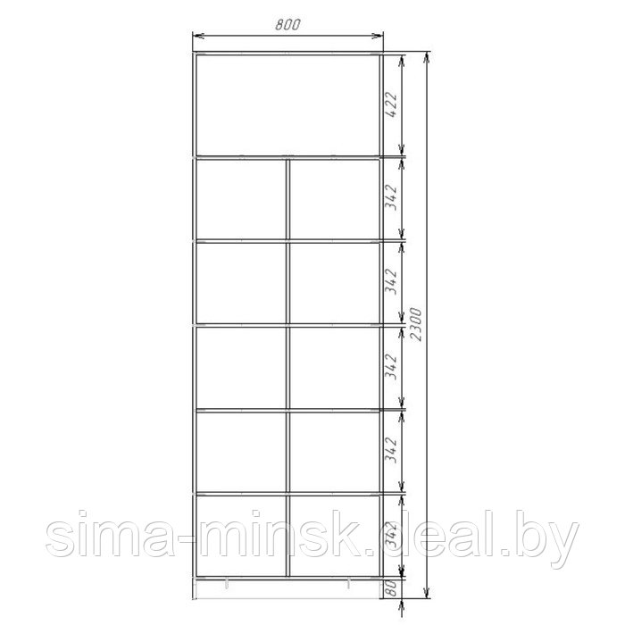 Шкаф 2-х дверный «Экон», 800×520×2300 мм, зеркало, полки, цвет дуб сонома - фото 3 - id-p222704447