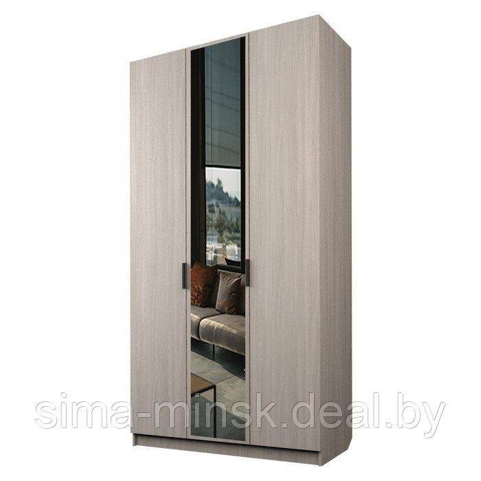 Шкаф 3-х дверный «Экон», 1200×520×2300 мм, 1 зеркало, цвет ясень шимо светлый - фото 1 - id-p222704515