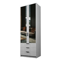 Шкаф 2-х дверный «Экон», 800×520×2300 мм, 3 ящика, зеркало, штанга и полки, цвет ясень анкор светлый