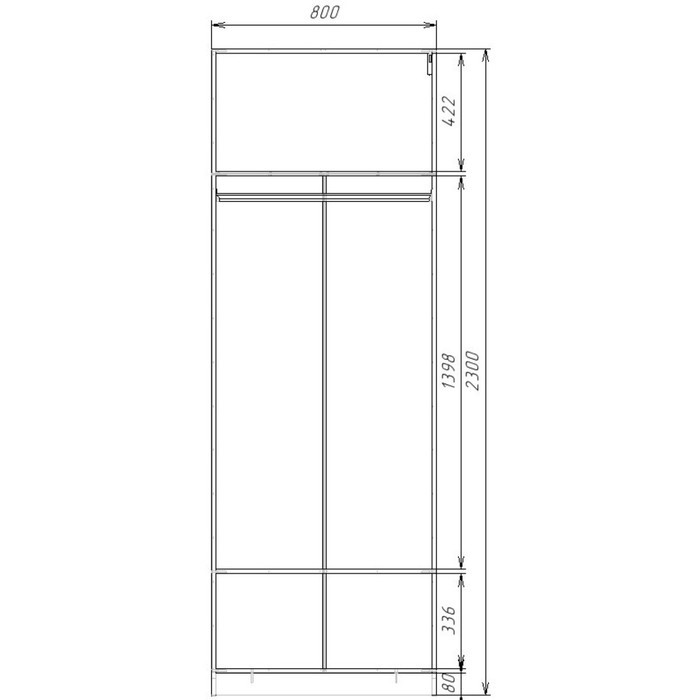 Шкаф 2-х дверный «Экон», 800×520×2300 мм, штанга, цвет ясень шимо светлый - фото 3 - id-p222706968