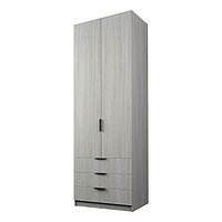 Шкаф 2-х дверный «Экон», 800×520×2300 мм, 3 ящика, штанга, цвет ясень шимо светлый