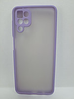 Чехол Samsung A12/ M12 матовый с фиолетовым ободком