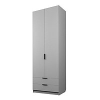Шкаф 2-х дверный «Экон», 800×520×2300 мм, 2 ящика, штанга и полки, цвет серый шагрень