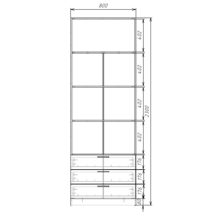 Шкаф 2-х дверный «Экон», 800×520×2300 мм, 3 ящика, полки, цвет белый - фото 3 - id-p222707072