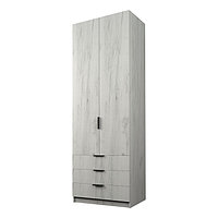 Шкаф 2-х дверный «Экон», 800×520×2300 мм, 3 ящика, штанга и полки, цвет дуб крафт белый