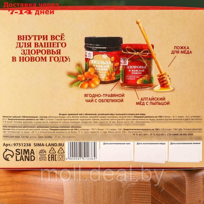 Подарочный набор "Крепкого здоровья": алтайский мёд с пыльцой 240 г., ягодно-травяной чай с облепихой 50 г., - фото 7 - id-p222698416