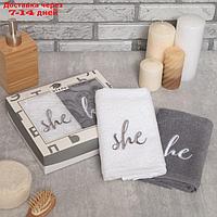 Набор полотенец "She & He" 30х60 см-2 шт, 100% хлопок, 340г/м2