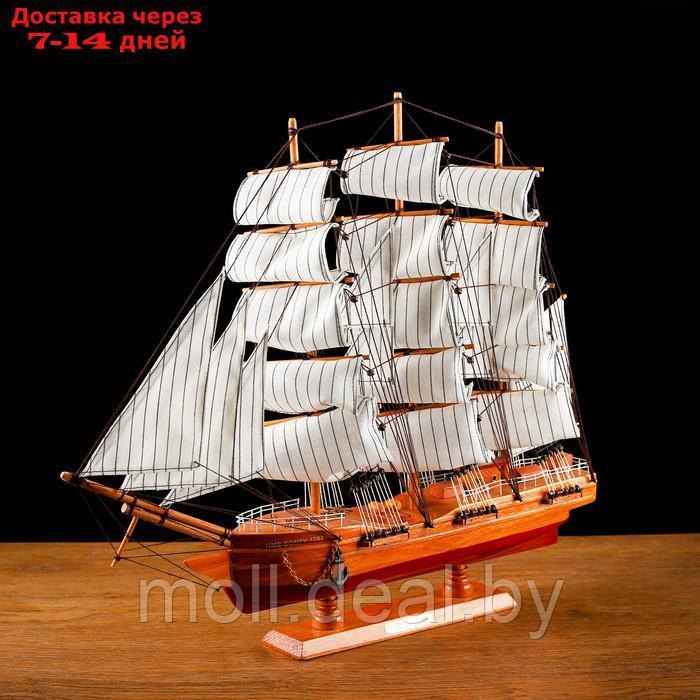 Корабль сувенирный большой "Крамбол", борта светлое дерево, паруса белые, микс 57×9×49см - фото 4 - id-p222681830