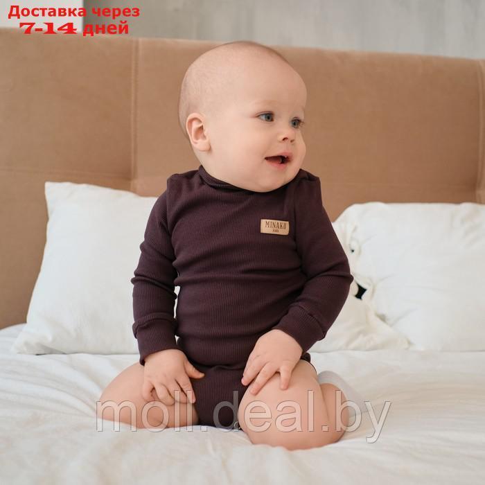 Боди-водолазка детская MINAKU, цвет коричневый, рост 62-68 см - фото 4 - id-p222681915