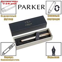 Ручка перьевая Parker IM Premium F323 Grey GT F, корпус из нержавеющей стали, синие чернила (1931684)